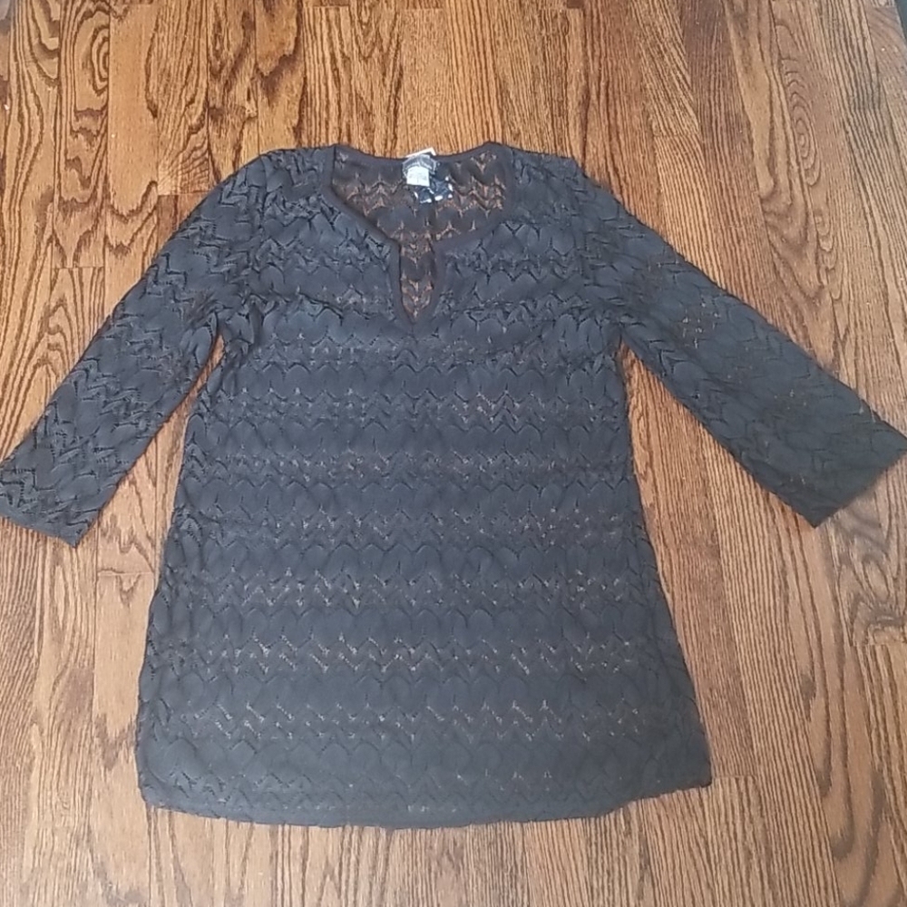 JORDAN TAYLOR Black Lace Beach Cover up Top